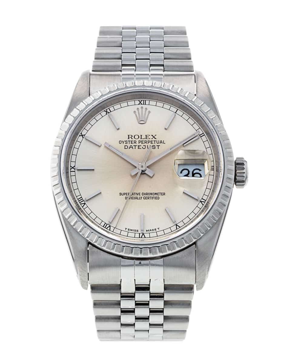 Rolex Datejust 16220 Silver Baton Dial Bracelet Strap